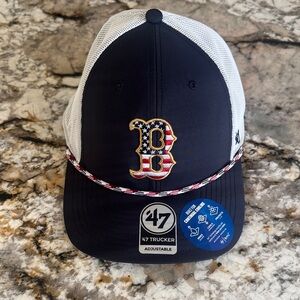 Boston Red Sox 47 Brand Navy and White Trucker Cap with Patriotic Logo